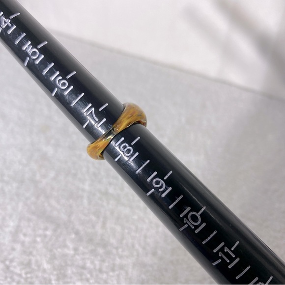 Vintage Art Glass Handmade Yellow Gold Orange Band Ring - Picture 11 of 12